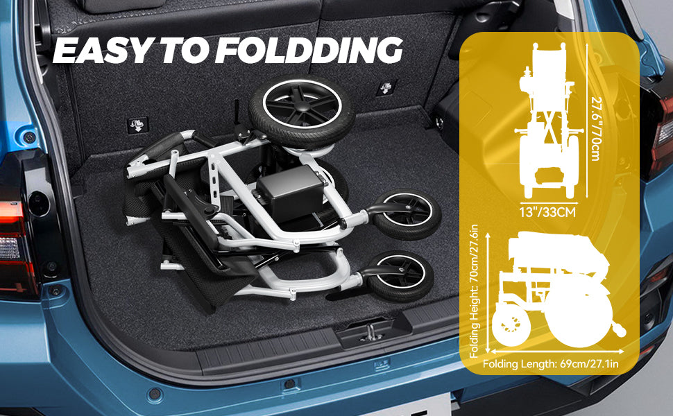 Electric Wheelchairs for Adults, Lightweight Electric Wheelchair, Foldable Travel Motorized Wheelchairs for Seniors, Folding Portable Mobility Scooter